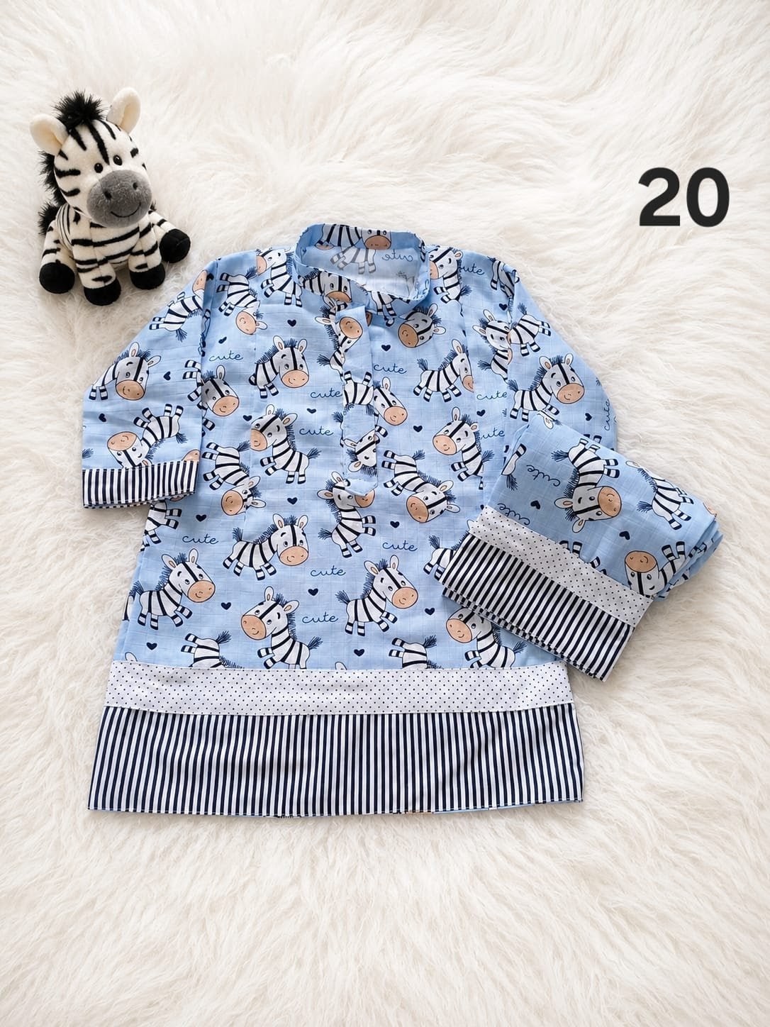 Size20 Blue Zebra print Heavy quality soft cotton casual Jhabla Izar Size20 Blue Zebra print Heavy quality soft cotton casual Jhabla Izar